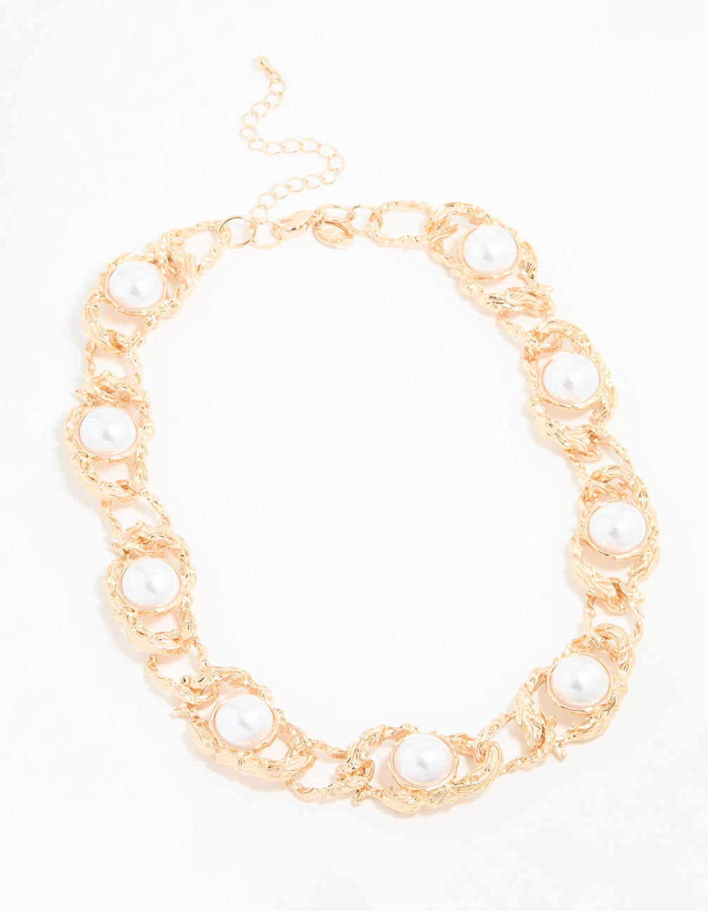 Gold Pearl Molten Rope Necklace