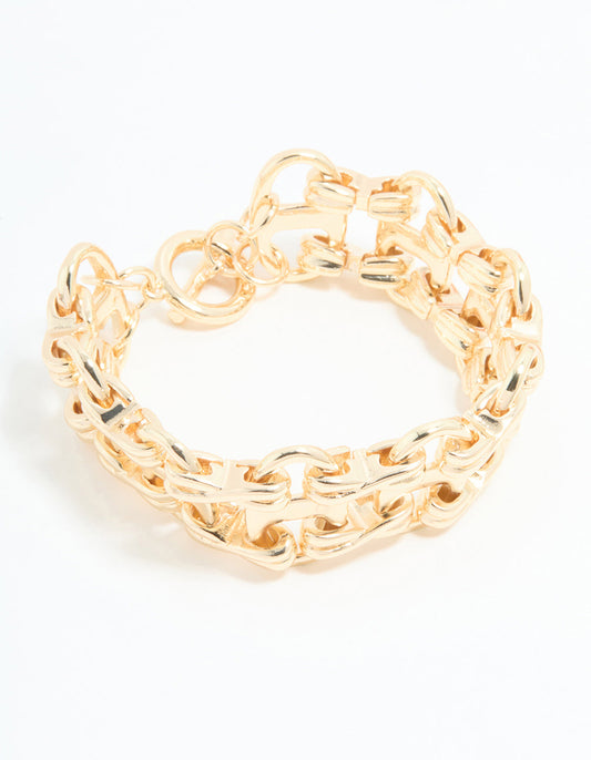 Gold Mariner Ladder T & O Bracelet