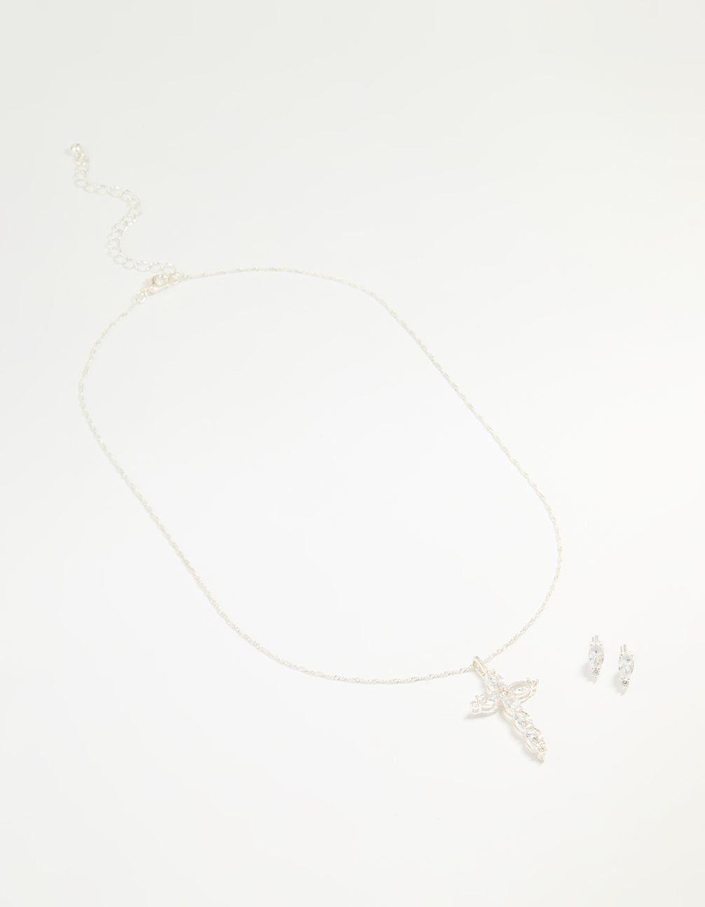 Silver Cubic Zirconia Classic Cross Necklace