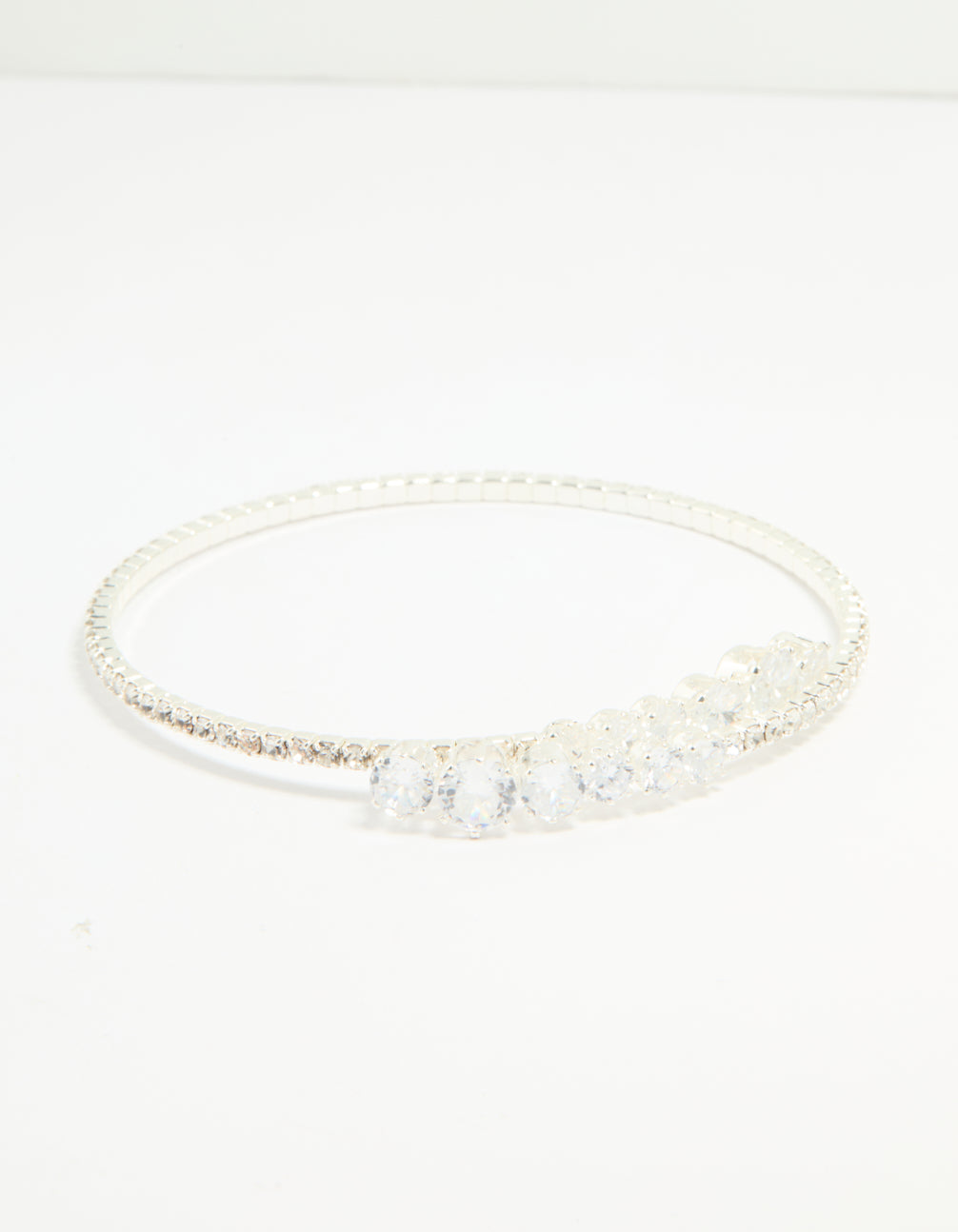 Silver Cubic Zirconia Front Detail Wrist Cuff