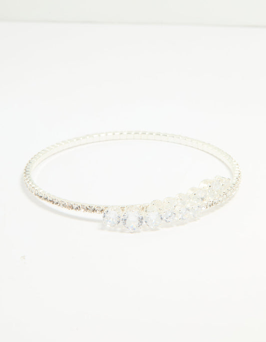 Silver Cubic Zirconia Front Detail Wrist Cuff