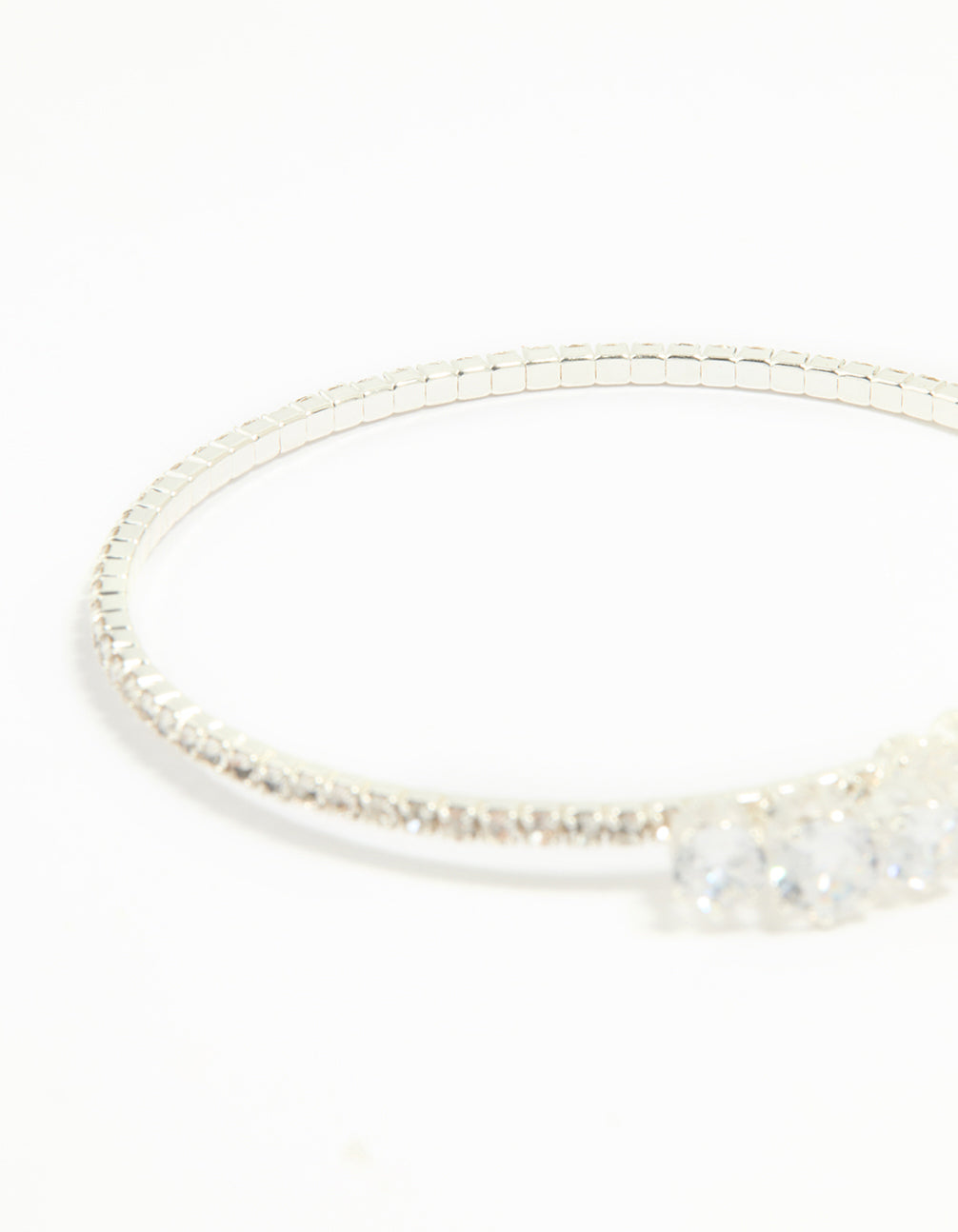 Silver Cubic Zirconia Front Detail Wrist Cuff