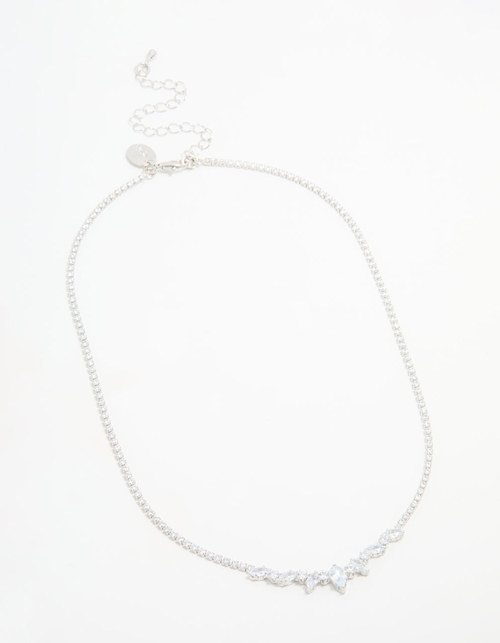 Silver Cubic Zirconia Marquise Pendant Necklace