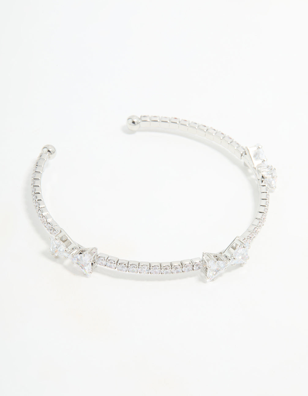Silver Cubic Zirconia Bow Wrist Cuff