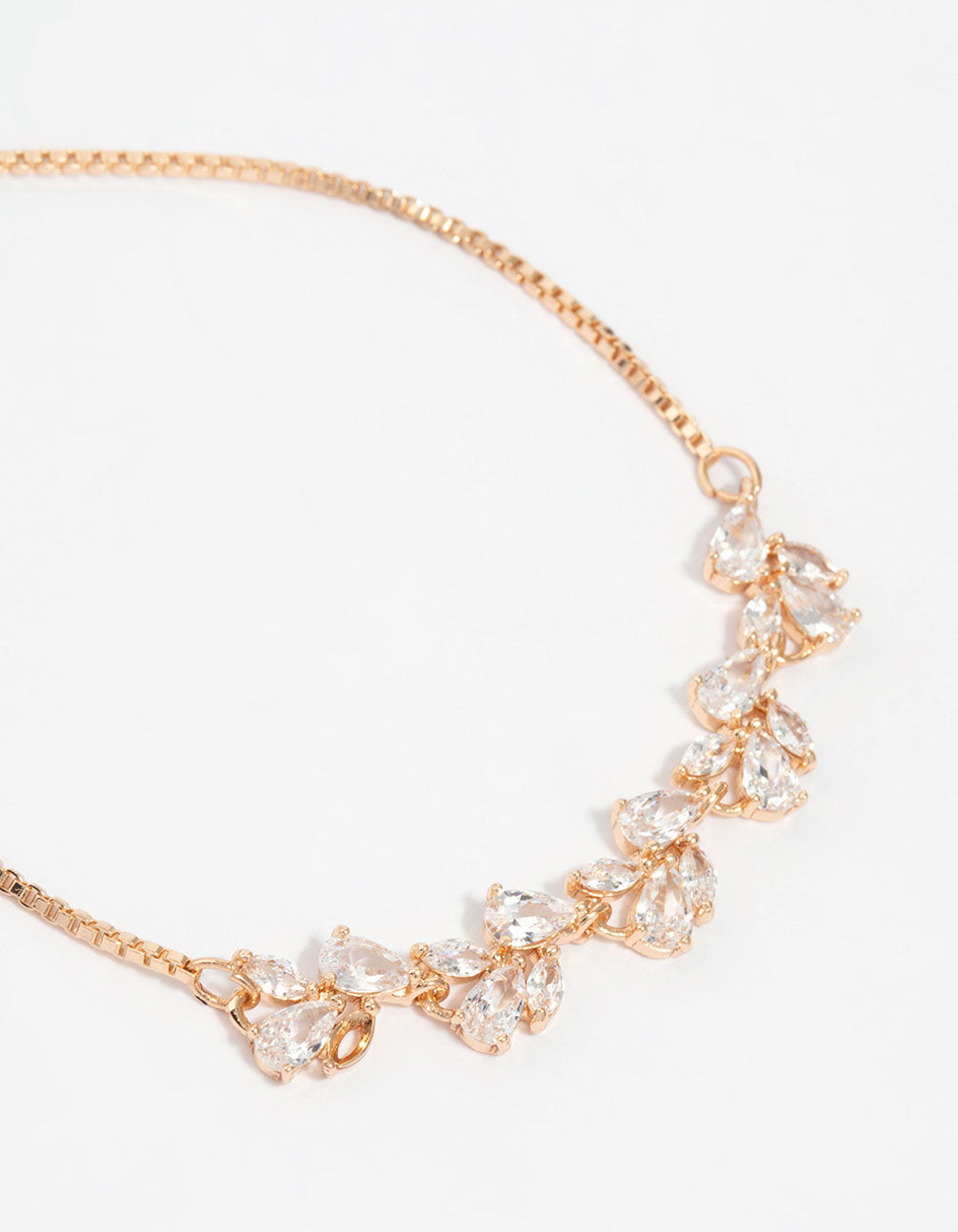 Gold Cubic Zirconia Floral Stretch Bracelet