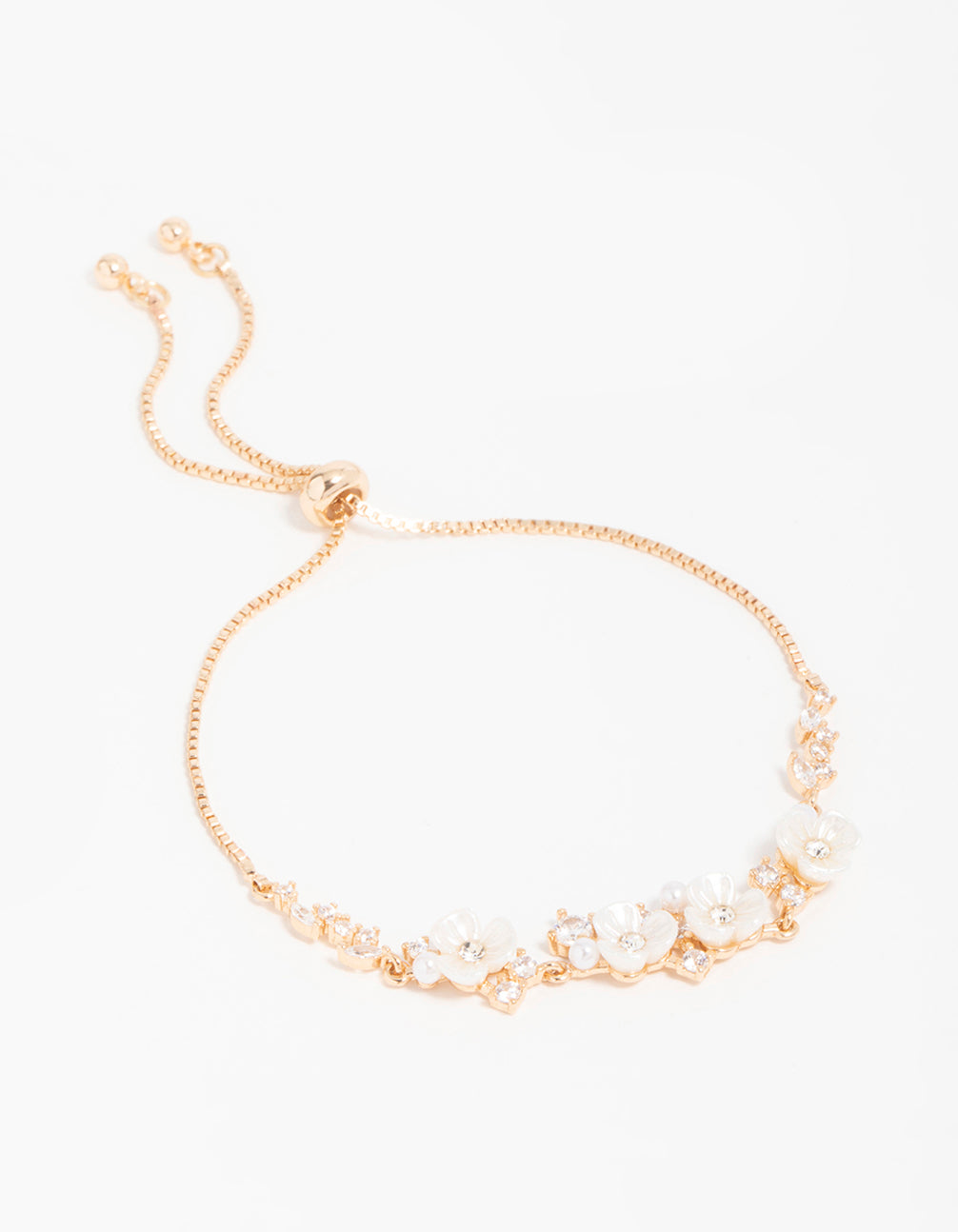 Gold Cubic Zirconia Acrylic FlowerToggle Bracelet