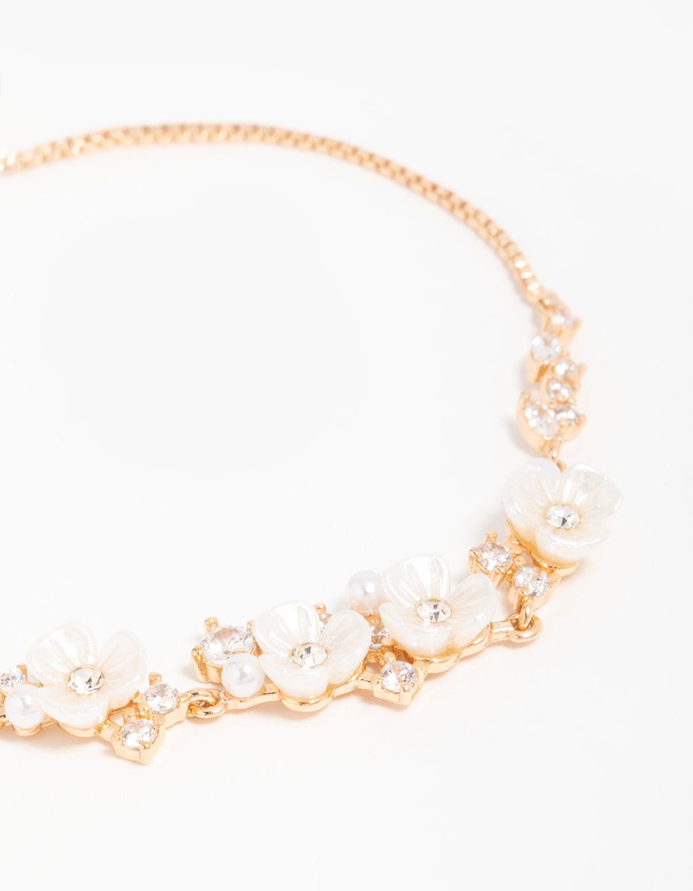 Gold Cubic Zirconia Acrylic FlowerToggle Bracelet