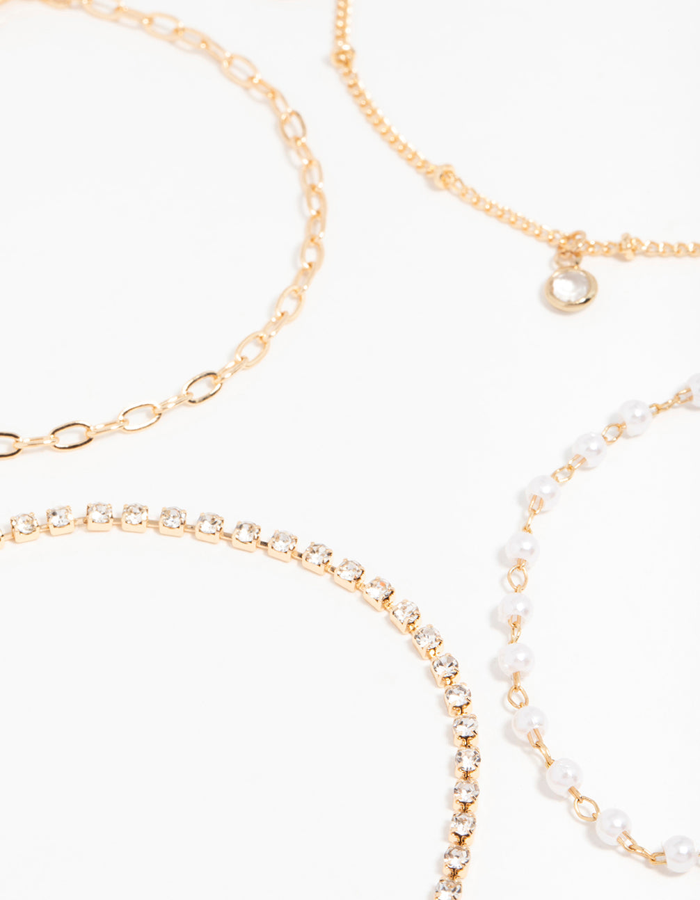 Gold Diamante Drop Bracelets 4-Pack