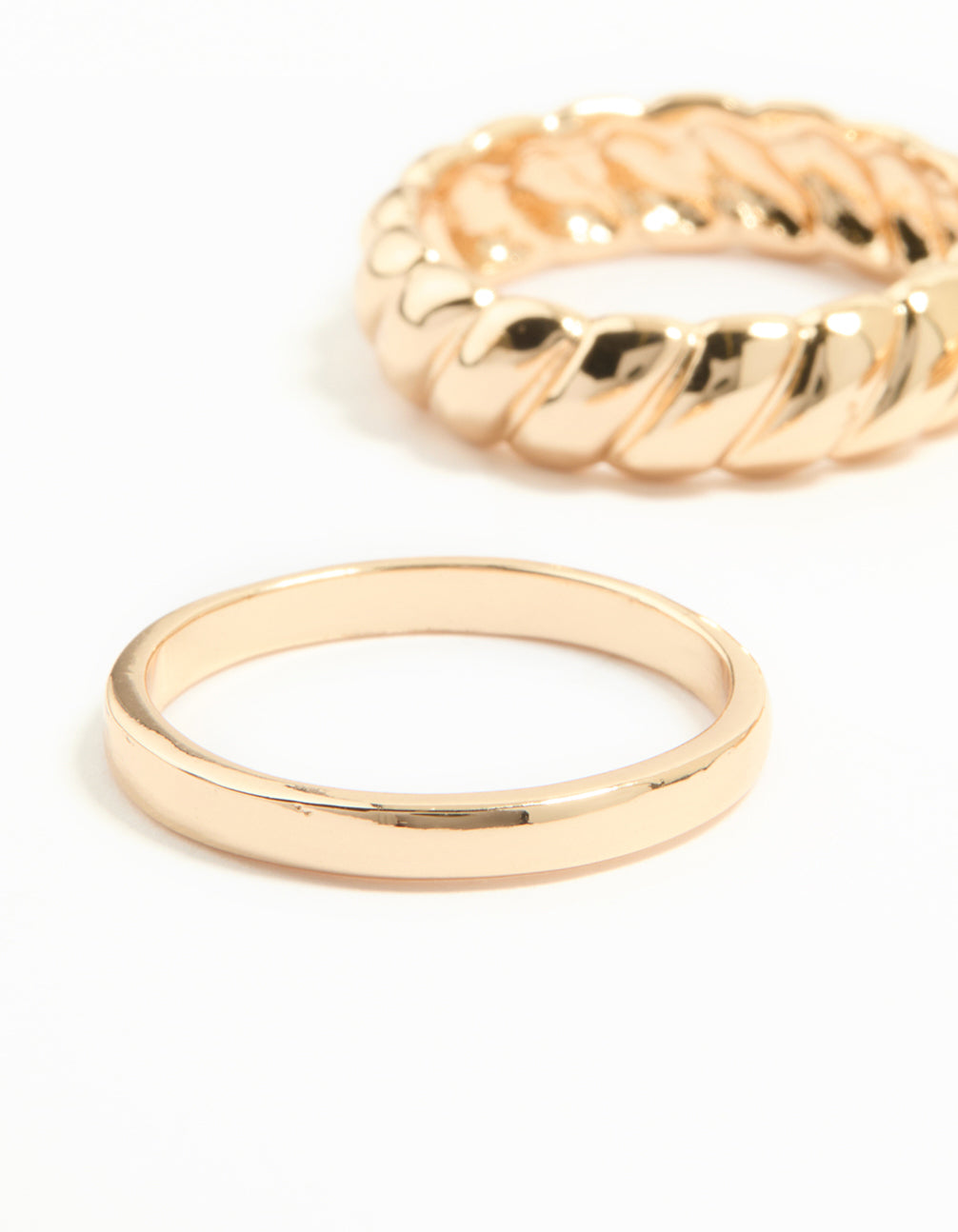Gold Signet & Twist Rings 5-Pack