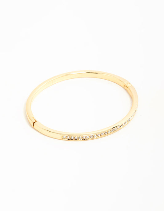 Gold Diamante Hinged Bangle