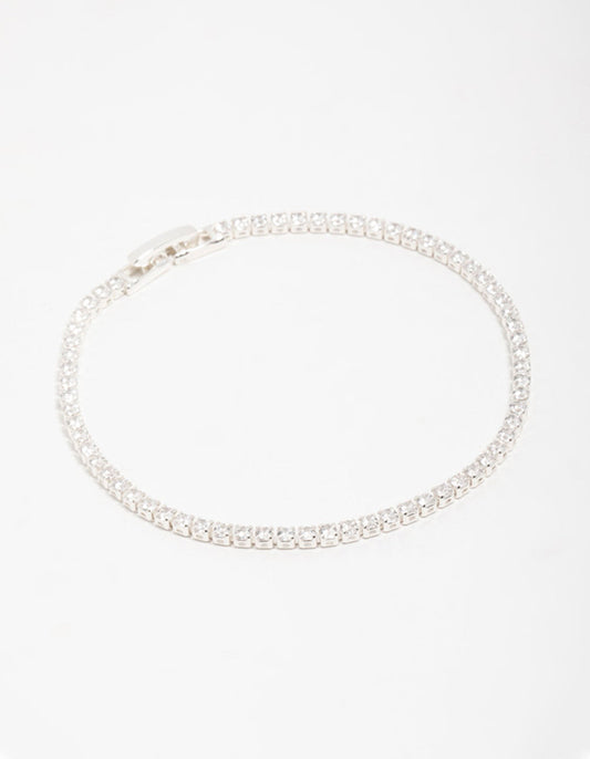 Silver Cubic Zirconia Mini Tennis Bracelet