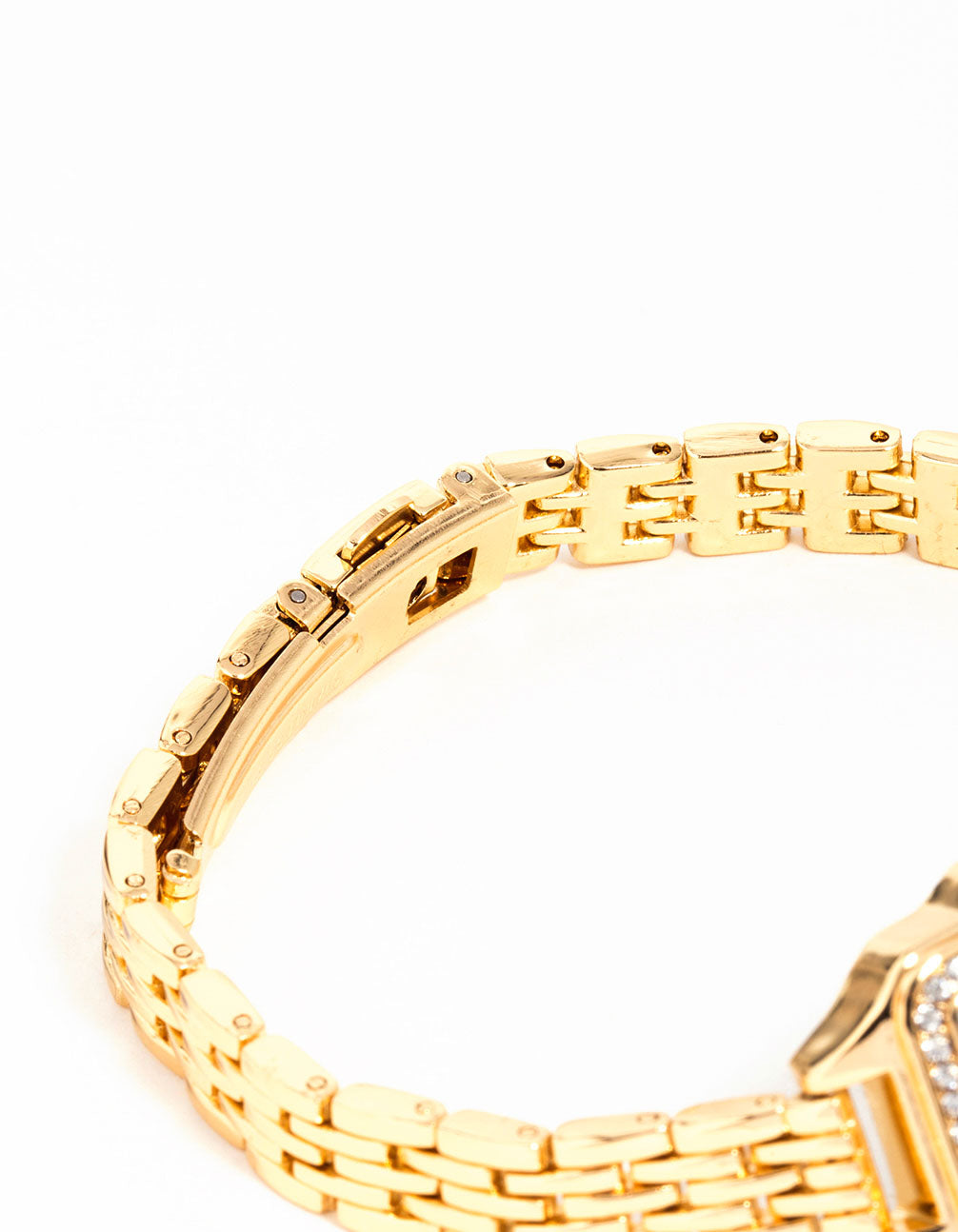 Gold Diamante Mini Rectangular Watch