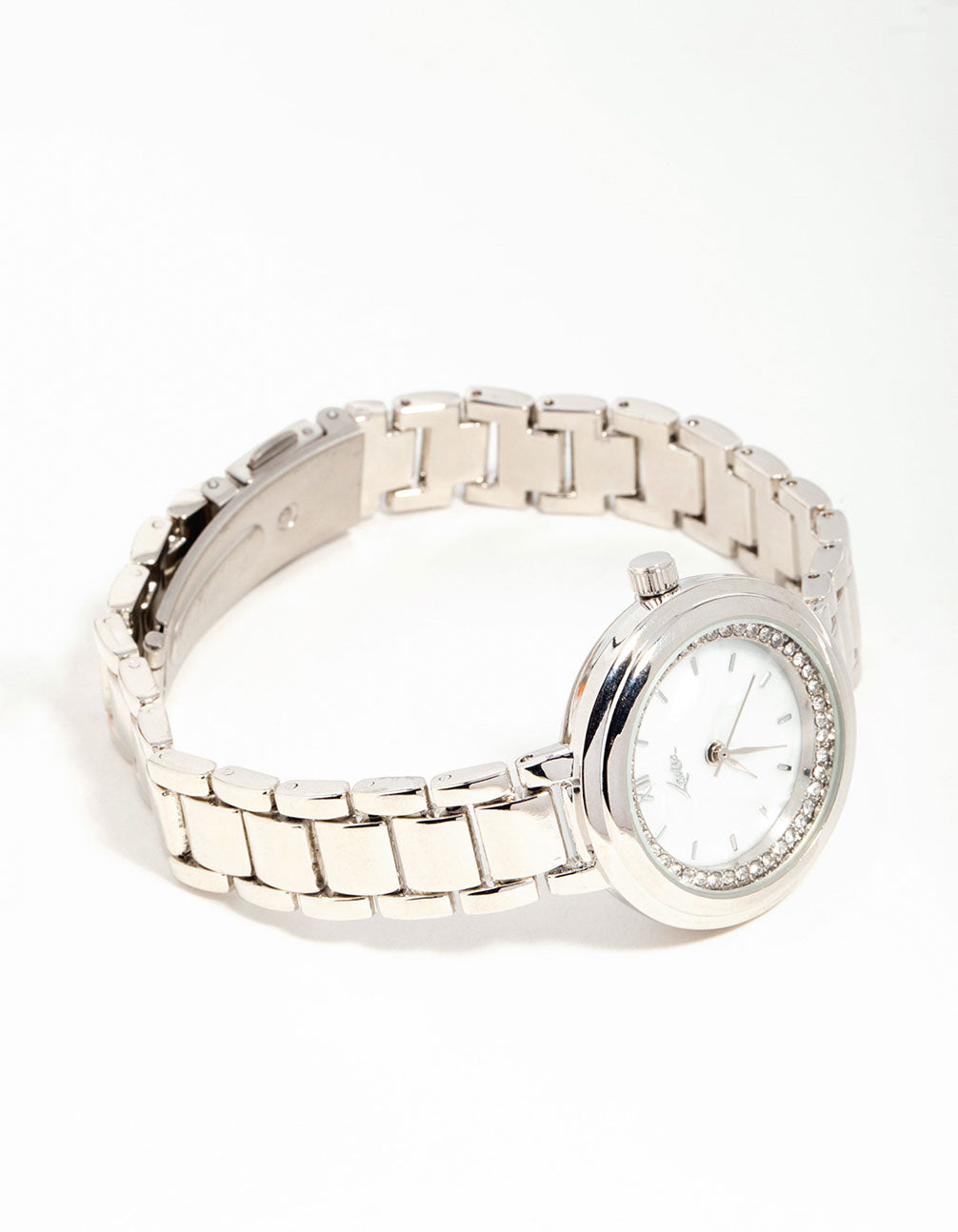 Silver Diamante Round Watch