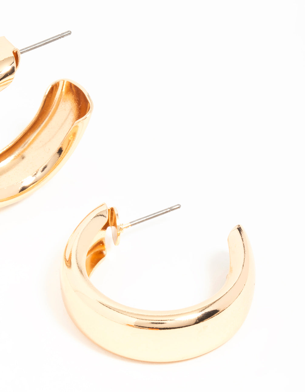 Gold Wide C Hoop Earrings
