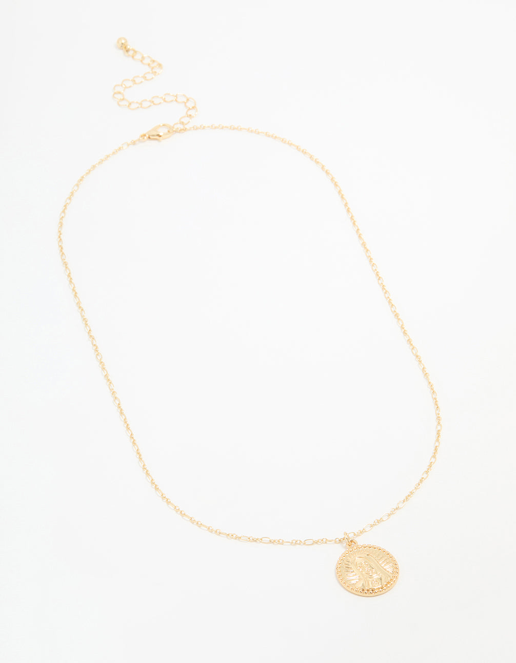 Gold Plated Mary Coin Pendant Necklace