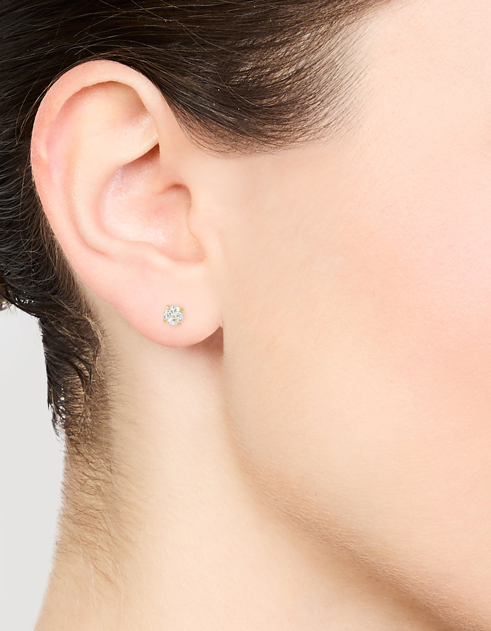 Kids Gold Plated Surgical Steel Cubic Zirconia Flat Back Earrings