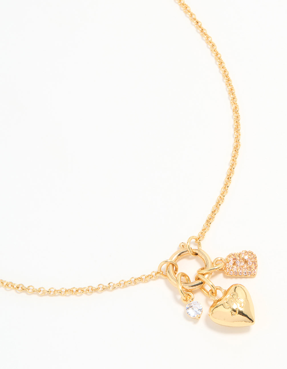 Gold Plated Bubble B & Heart Necklace