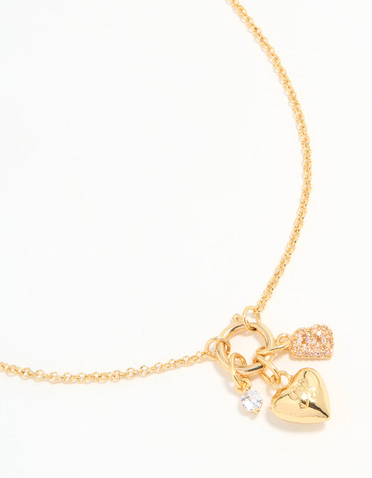 Gold Plated Bubble B & Heart Necklace