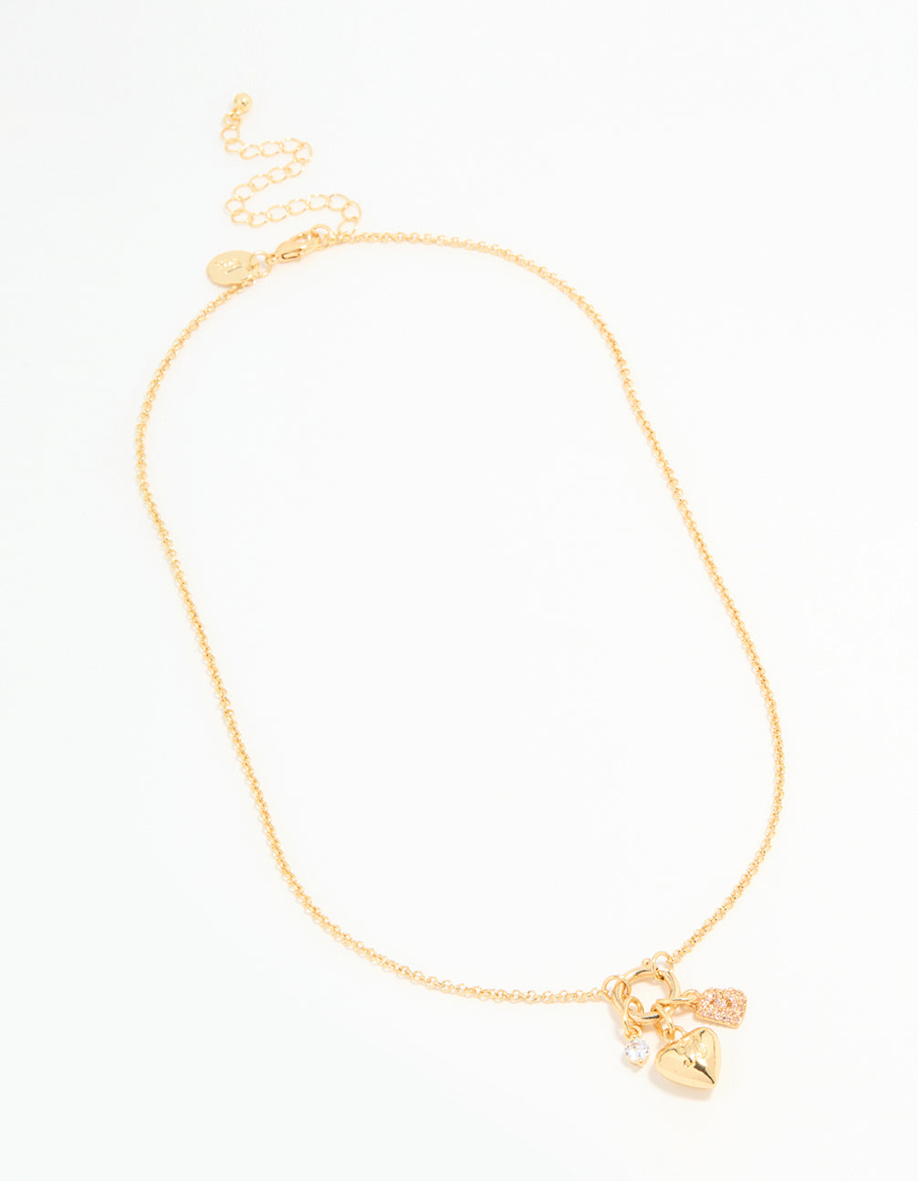 Gold Plated Bubble B & Heart Necklace