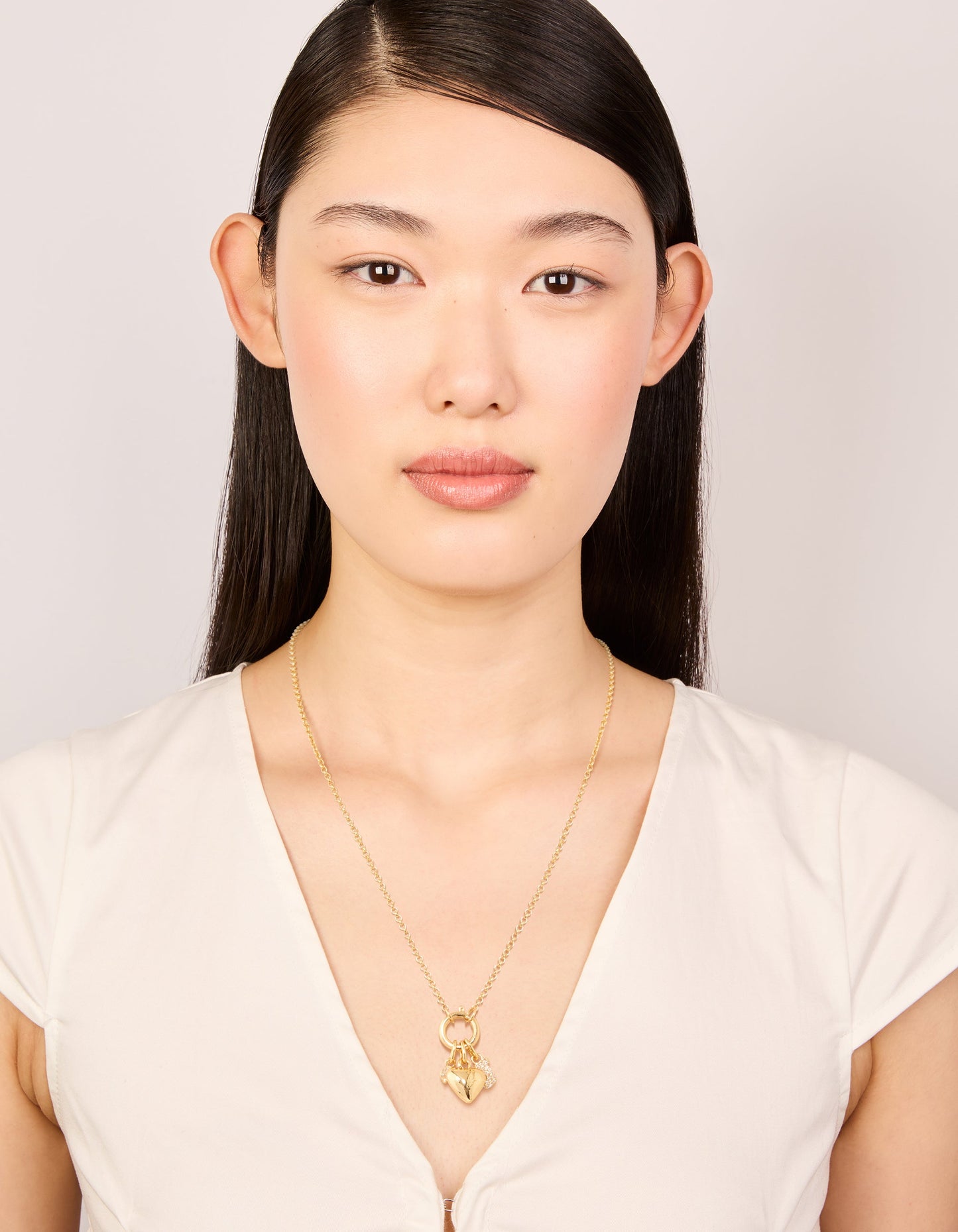 Gold Plated Bubble J & Heart Charm Necklace