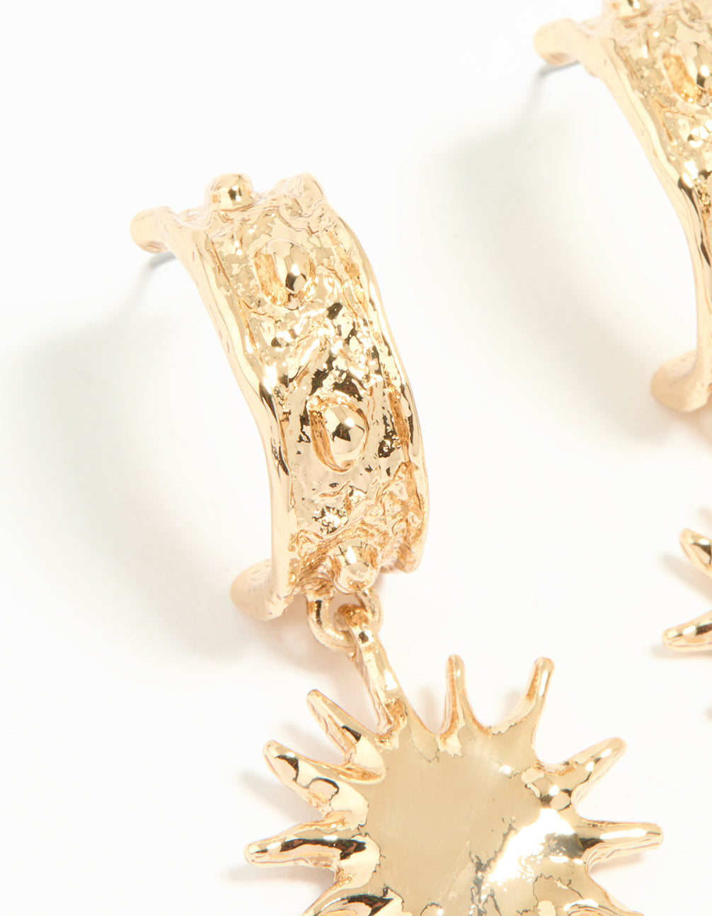 Gold Molten Sun Hoop Earrings