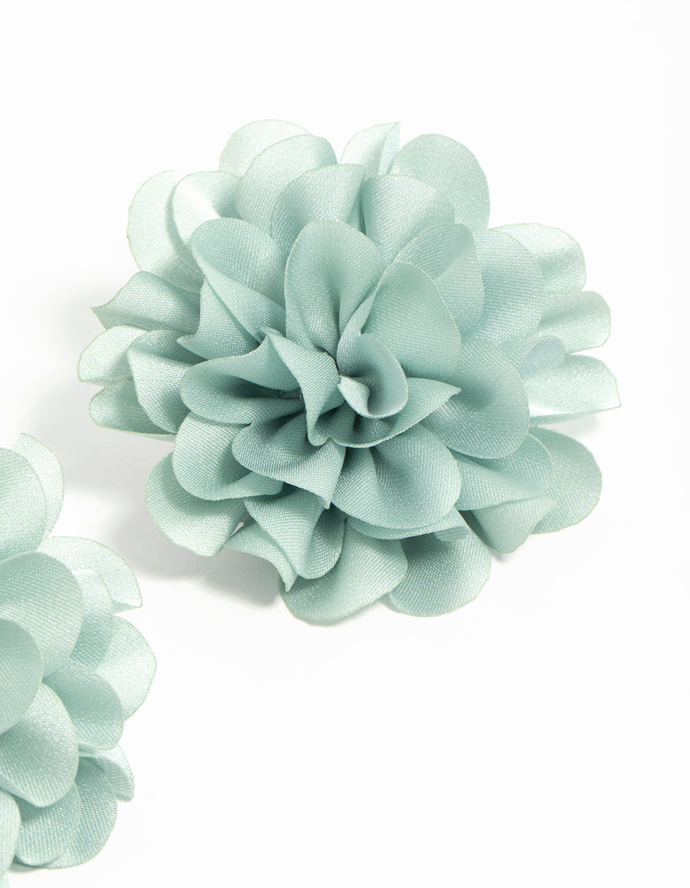 Green Fabric Floral Drop Earrings