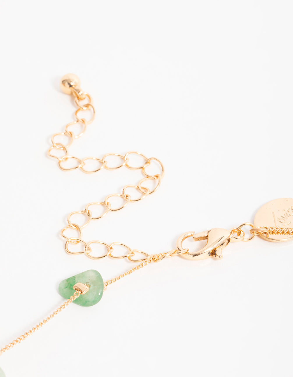 Gold Green Semi Precious Stone Chip Necklace