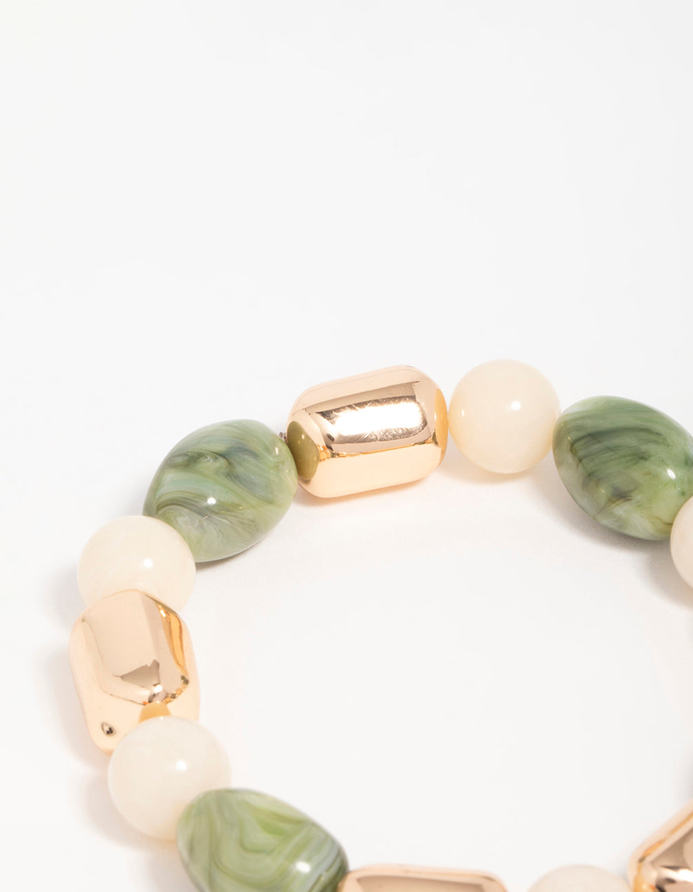 Gold & Green Beaded Stretch Bracelets 3-Pack