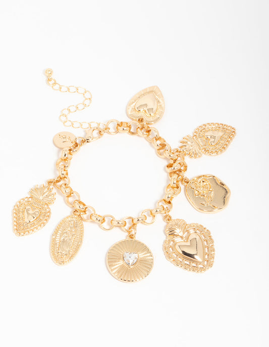 Gold Heart Charm Bracelet