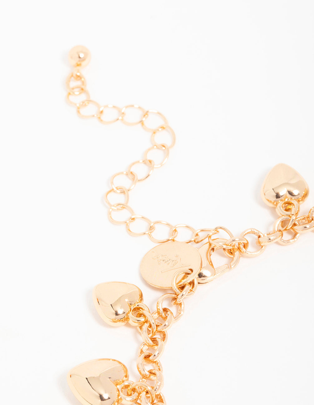 Gold Diamante Heart Charm Bracelet