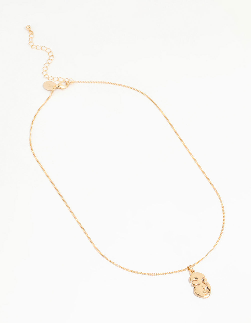 Gold Face Pendant Necklace