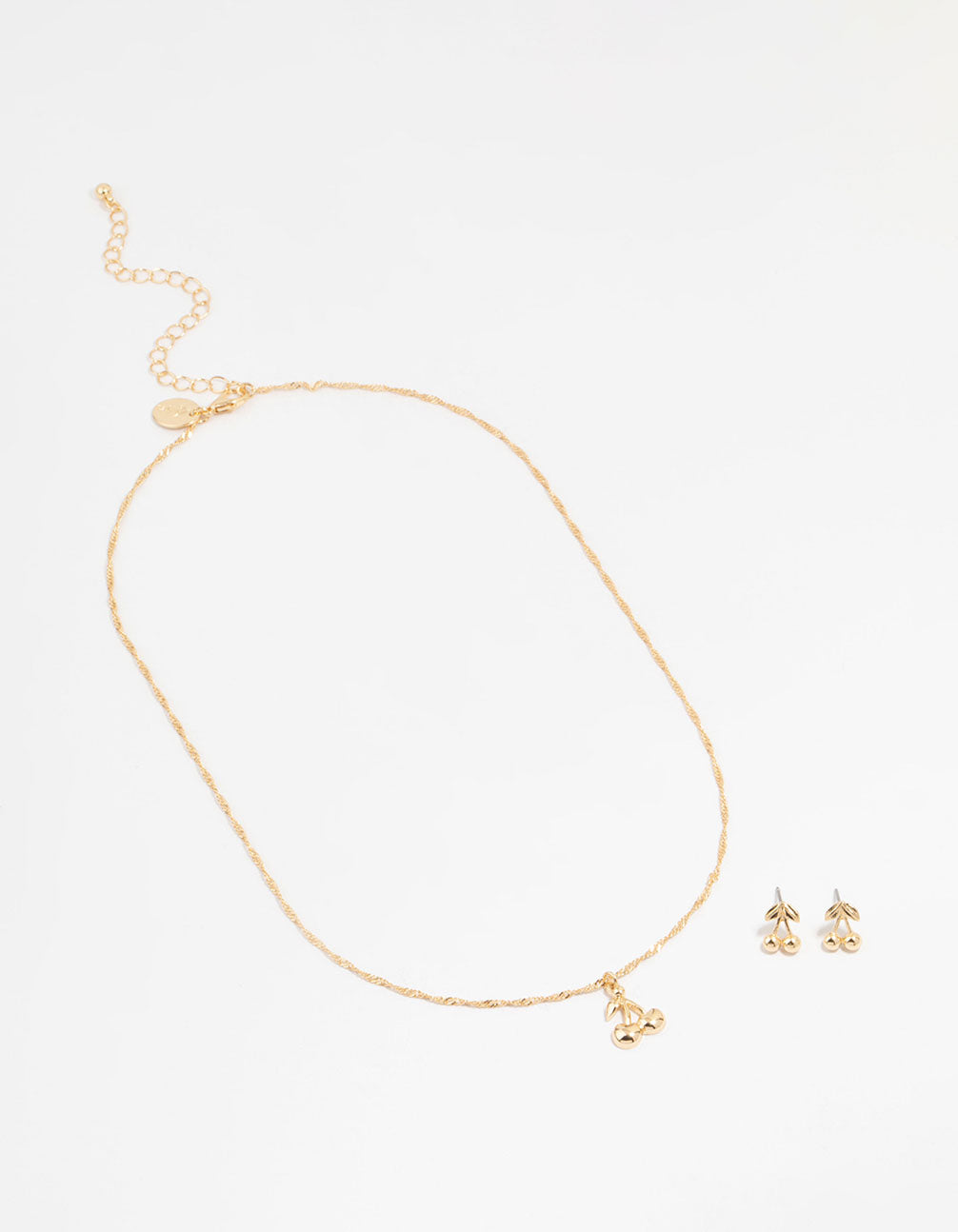 Gold Cherry Necklace & Earrings Set