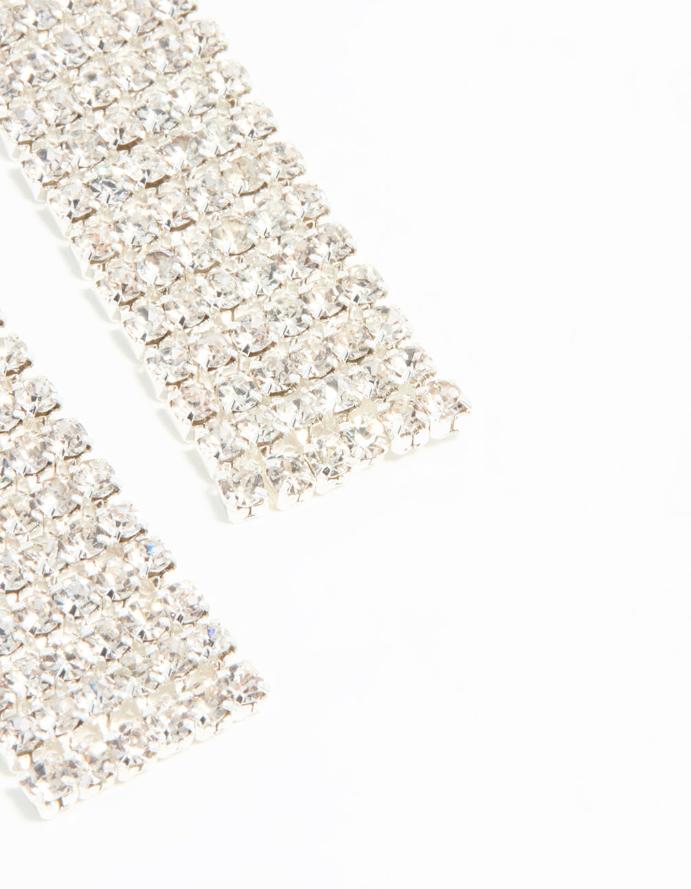 Silver Diamante Thick Straight Cupchain Drop Earrings