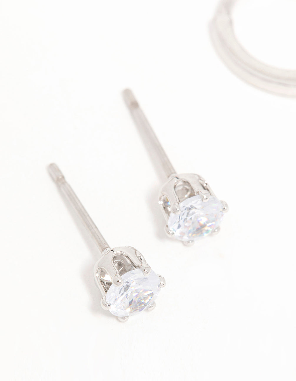 Silver Cubic Zirconia Stud & Huggie Earrings 3-Pack