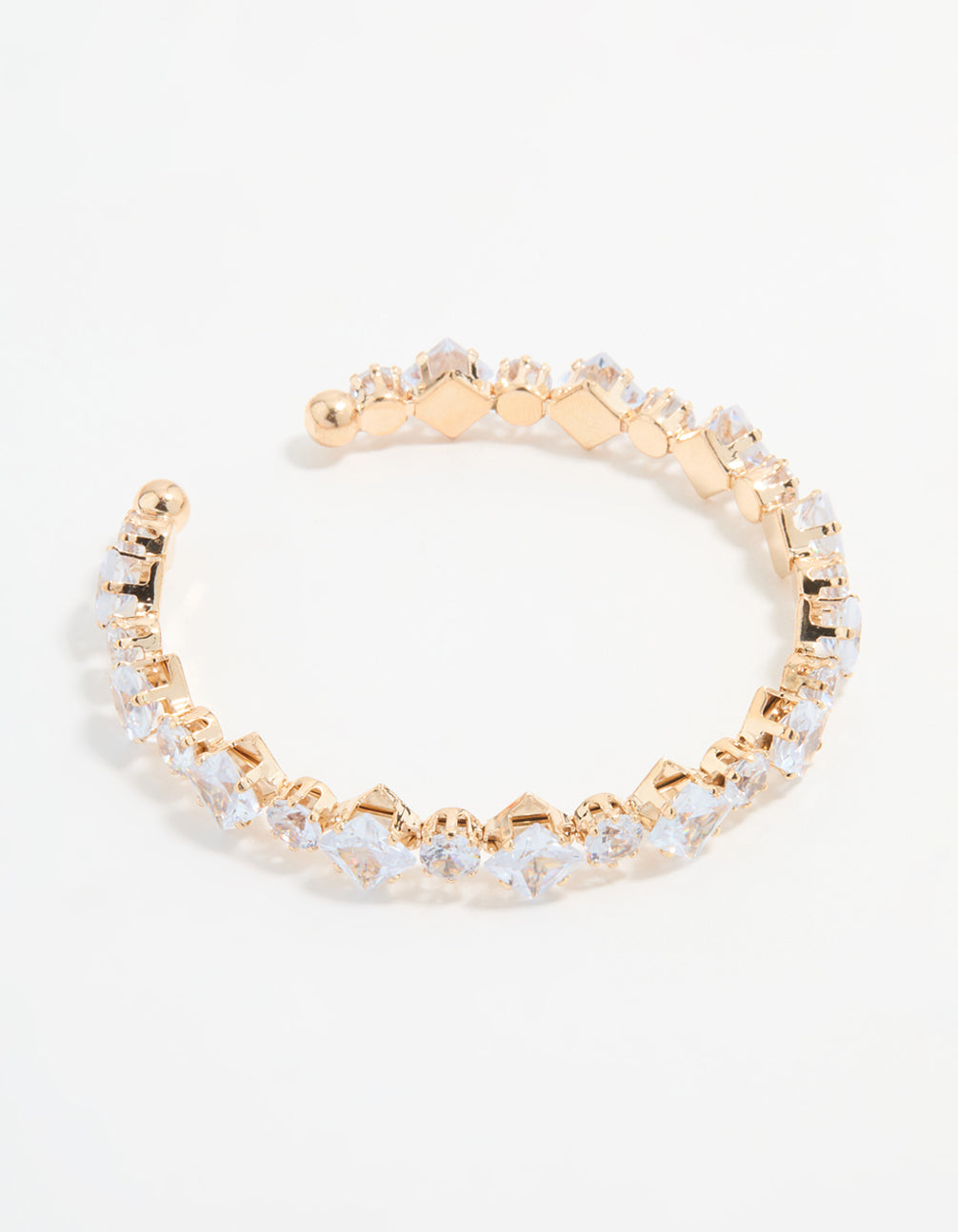 Gold Cubic Zirconia Mixed Shape Wrist Cuff