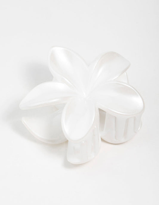 White Frangipani Flower Claw Clip