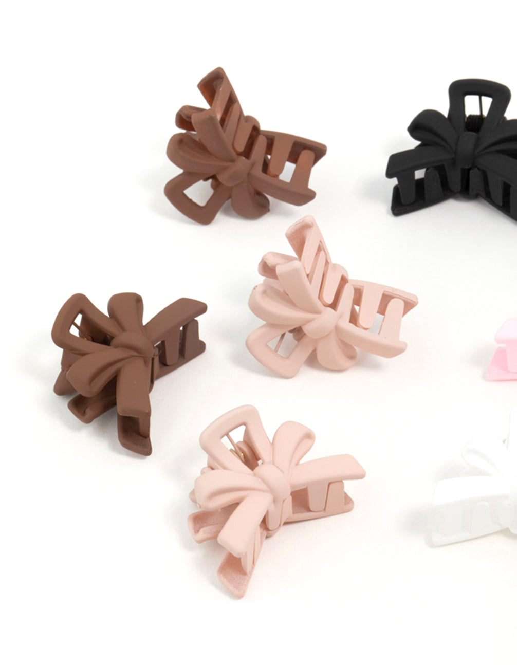 Matte Neutral Min Bow Claw Clips 10-Pack