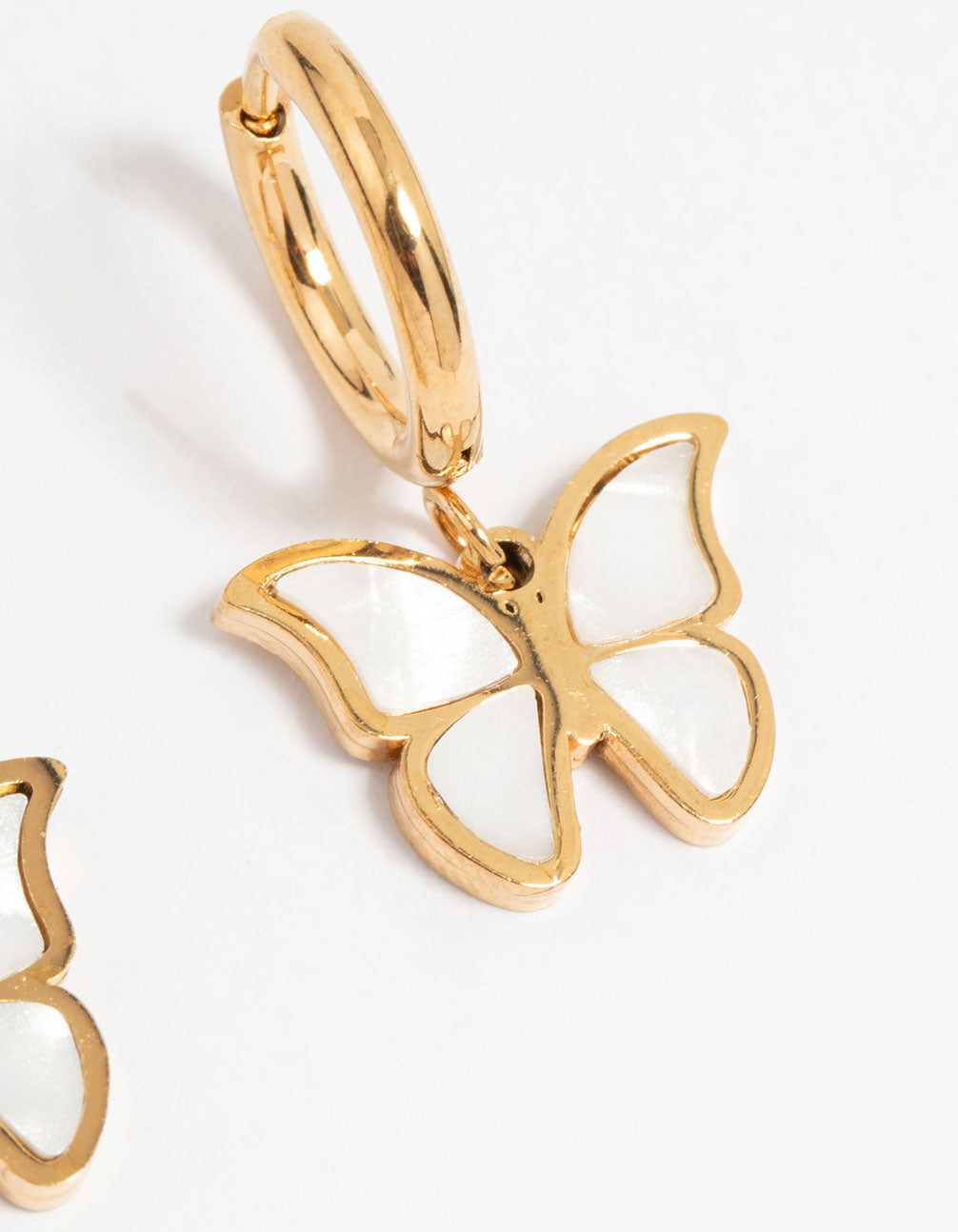 Waterproof Gold Plated Stainless Steel Butterfly Hoop Earrings