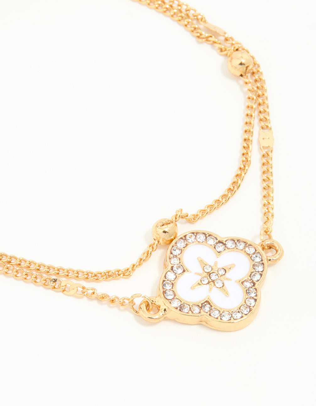 Waterproof Gold Plated Stainless Steel Flower Enamel Layered Bracelet