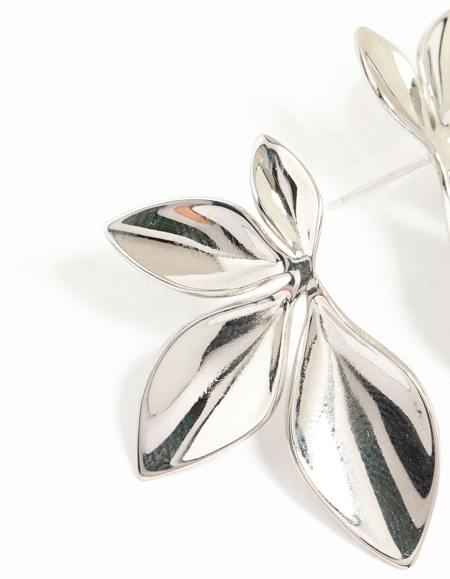 Waterproof Stainless Steel Leaf Cluster Stud Earrings