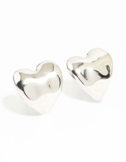 Waterproof Stainless Steel Molten Heart Stud Earrings