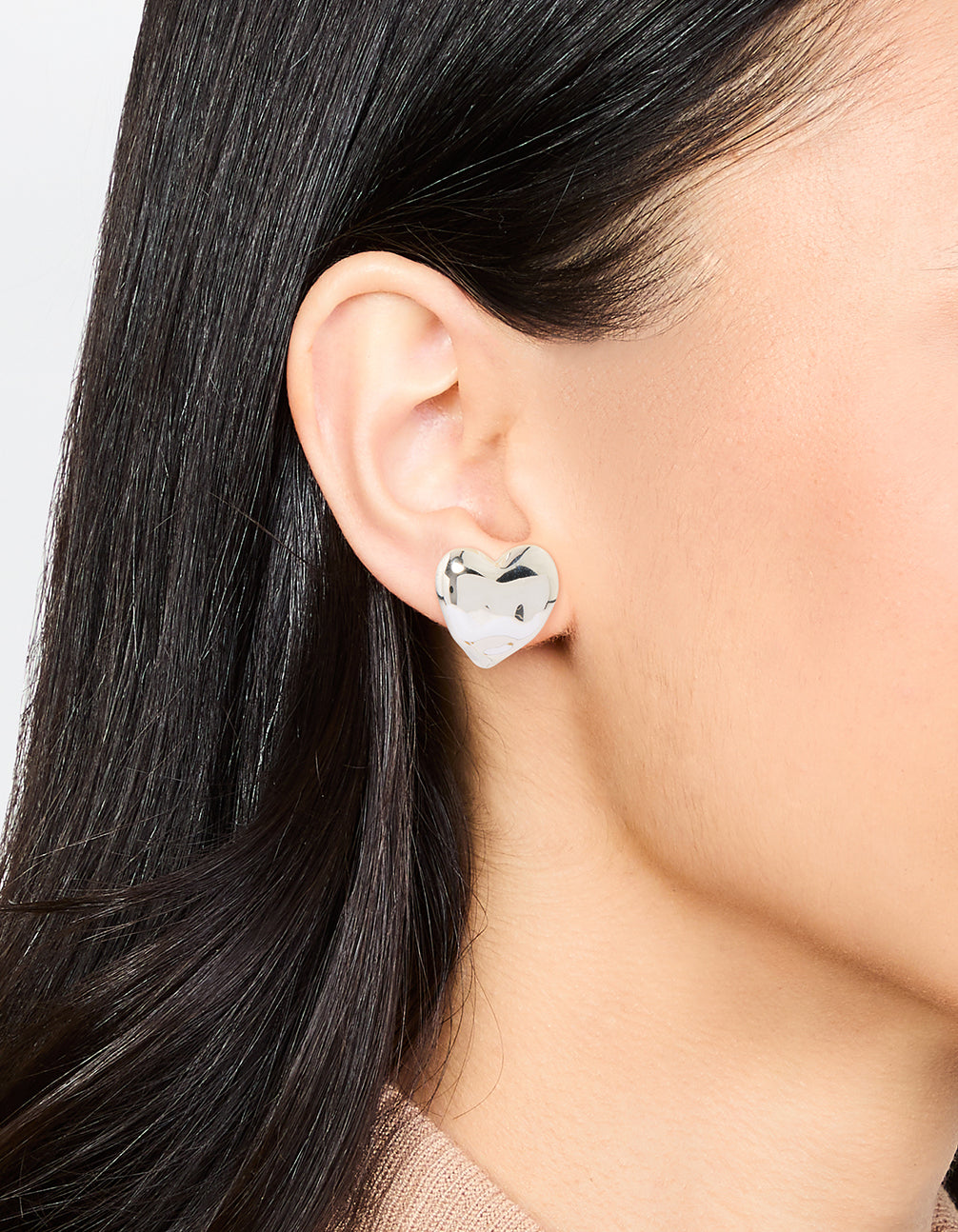 Waterproof Stainless Steel Molten Heart Stud Earrings