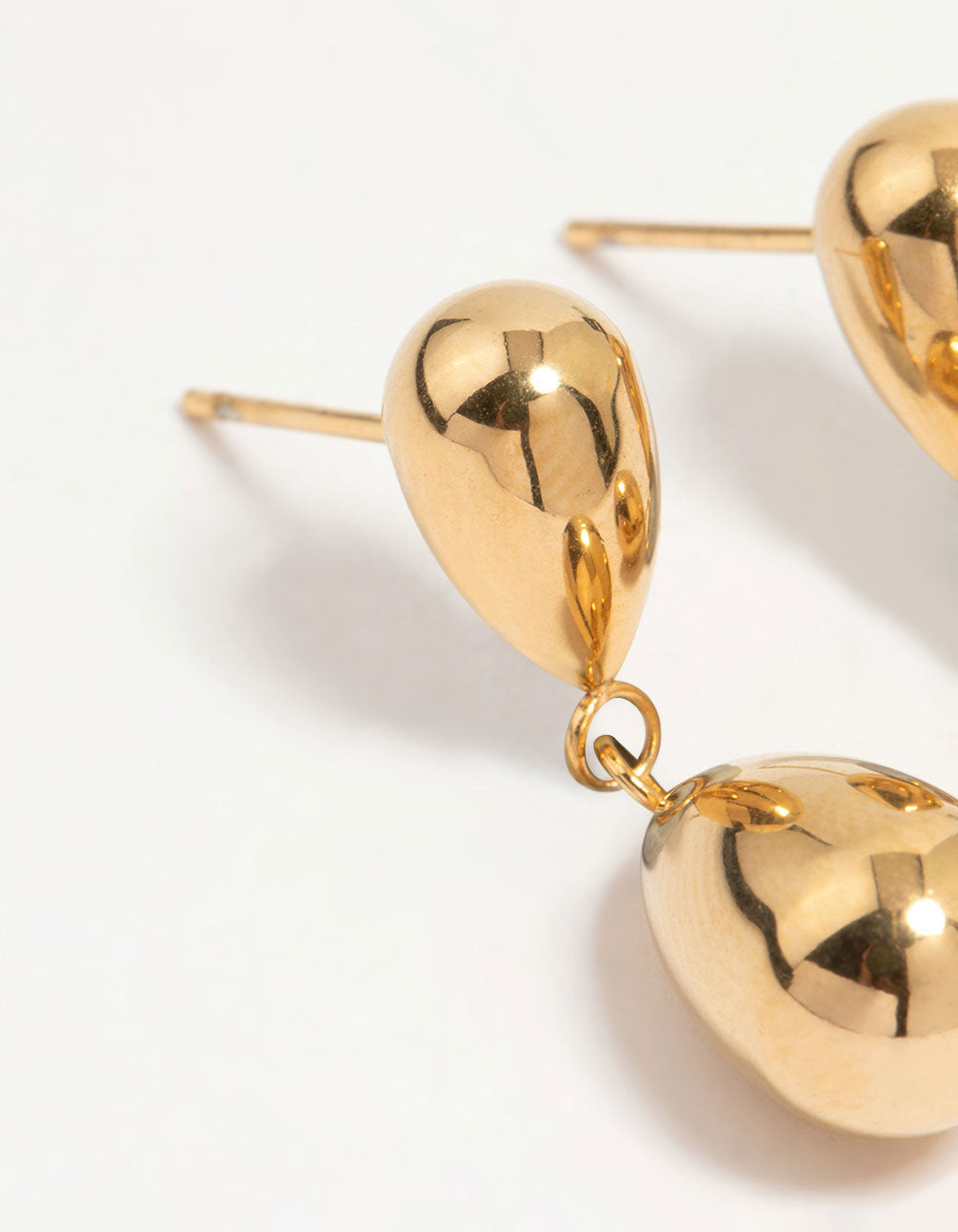 Waterproof Gold Plated Stainless Steel Double Drop Earrings
