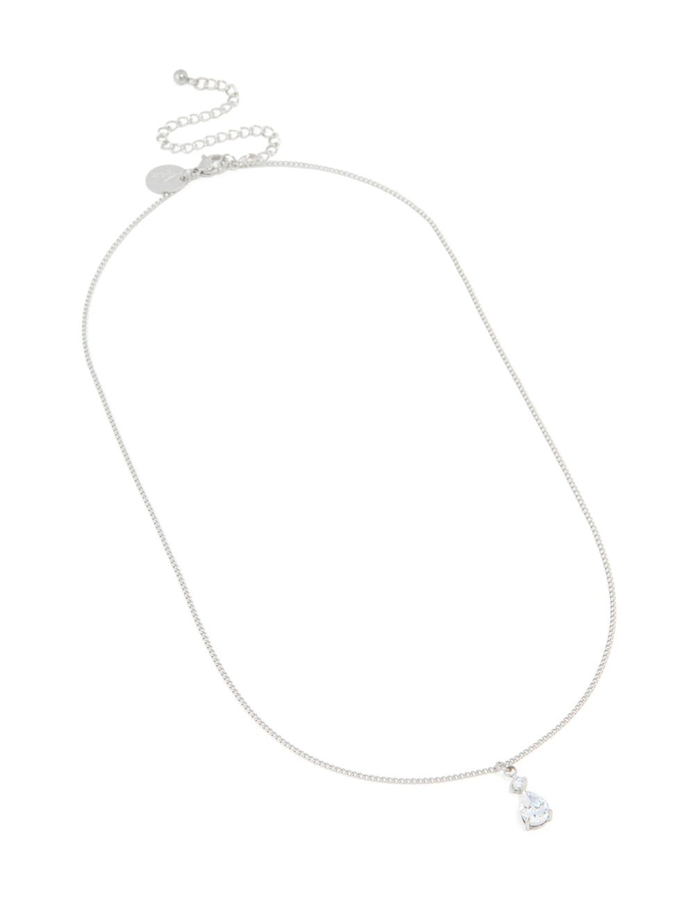 Waterproof Stainless Steel Cubic Zirconia Pear Pendant Necklace