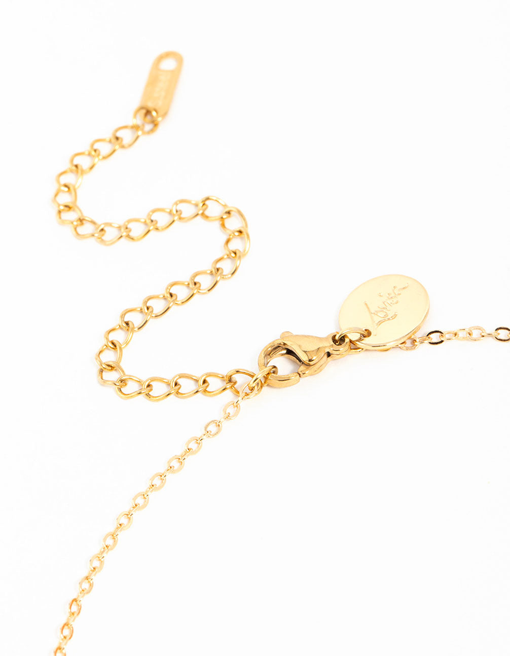 Waterproof Gold Plated Stainless Steel Cubic Zirconia Rondell Pendant Necklace