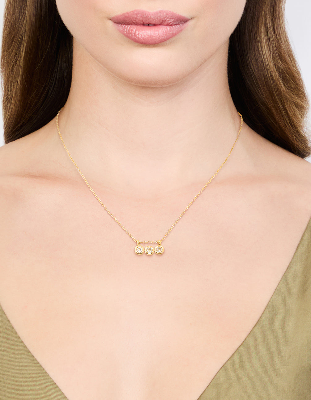Waterproof Gold Plated Glass Circle Pendants Necklace