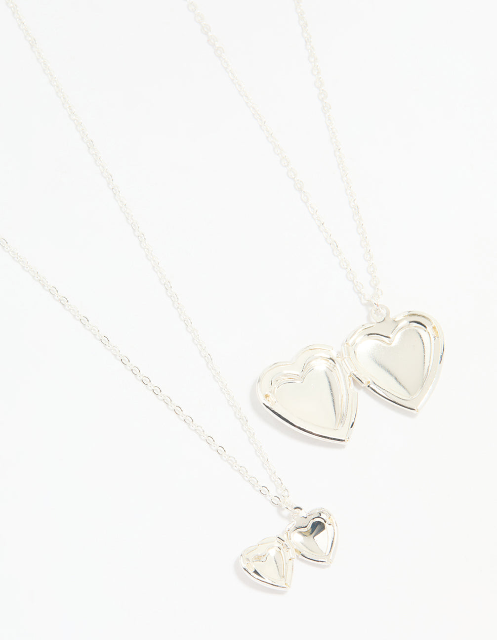 Silver Plated Heart Pendant Necklaces 2-Pack