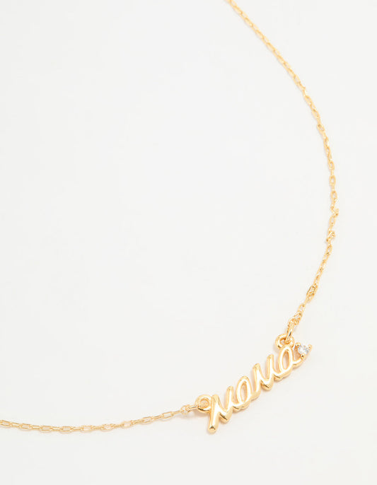 Gold Plated Mama Pendant Necklace