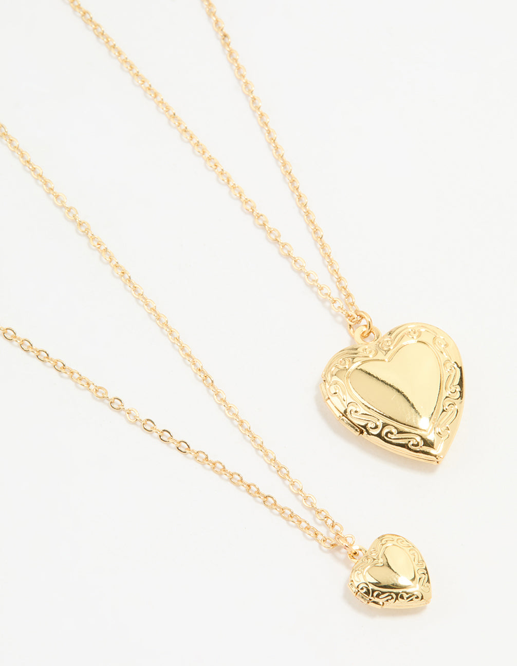 Gold Plated Heart Pendant Necklaces 2-Pack