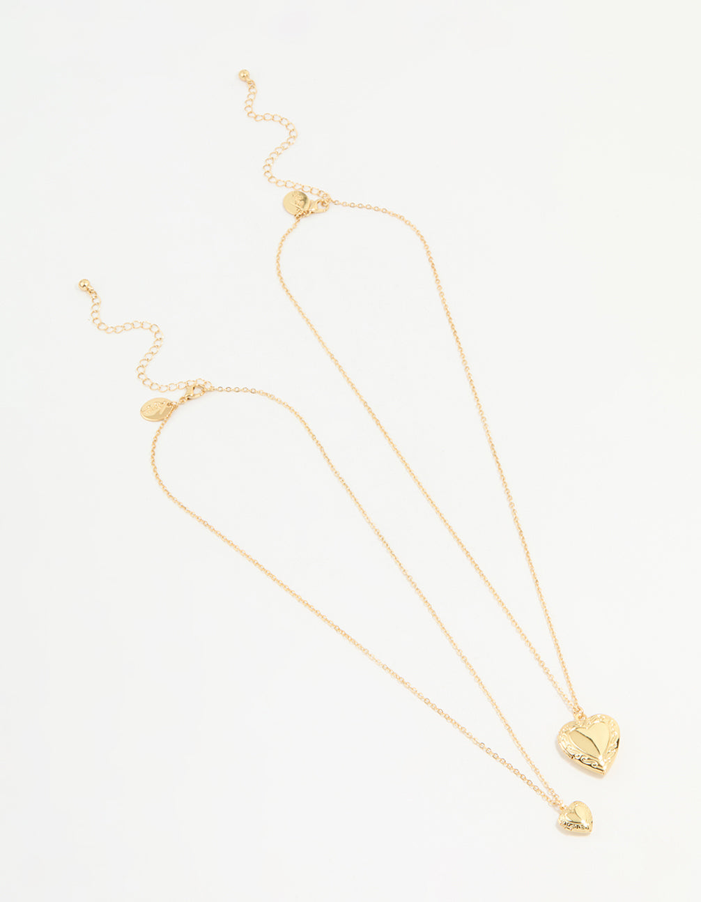 Gold Plated Heart Pendant Necklaces 2-Pack